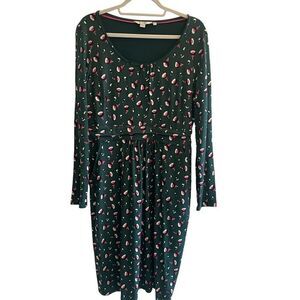 Boden Green Mabel Jersey Long Sleeve Floral Knee Length Dress Women’s 10 Large
